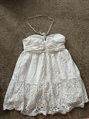 Dynamite White Eyelet Halter Mini Dress